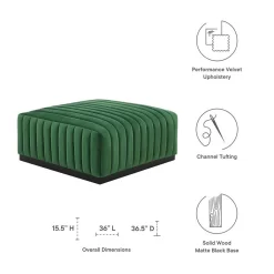 Conjure Channel Tufted Performance Velvet Ottoman In Black/Emerald 8 Conjure Channel Tufted Performance Velvet Ottoman In Black/Emerald -Home Haven Deals 33 eei 5500 blk eme 4
