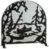 35"W X 34.5"H Canoe At Lake Arched Fireplace Screen - Meyda Lighting 124963