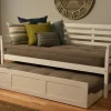 Boho Daybed - Trundle Bed - White Finish - Linen Stone Mattresses - Kodiak Furniture BODBTBWHTMLSTN4