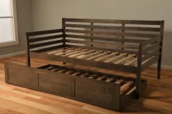Boho Daybed - Trundle Bed - Rustic Walnut Finish - Kodiak Furniture BOHODBTBRW2