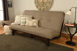 Carson Futon In Java Brown With Linen Stone Mattress - KFCRJVLSTNF1MD2