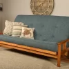 Monterey Queen-size Futon In Butternut With Linen Aqua Mattress - KFQMOBTLAQULF5MD3