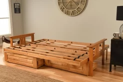 Monterey Queen-size Futon With Storage Drawers In Butternut Finish With Linen Cocoa Mattress - KFQMODBTLCOCLF5MD4 -Home Haven Deals 344 kfqmodbtlcoclf5md4 5