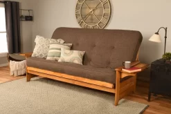 Queen-size Phoenix Futon In Butternut Finish With Linen Cocoa Mattress - KFQPHBTLCOCLF5MD3