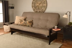 Queen-size Phoenix Futon In Espresso Finish With Linen Stone Mattress - KFQPHEPLSTNLF5MD3