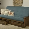Queen-size Washington Futon With Storage Drawers And Linen Aqua Mattress - KFQWADRWLAQULF6MD4