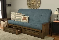 Queen-size Washington Futon With Storage Drawers And Linen Aqua Mattress - KFQWADRWLAQULF6MD4