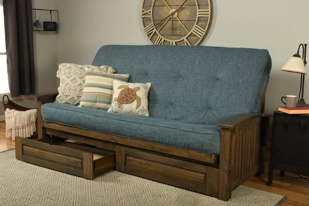 Queen-size Washington Futon With Storage Drawers And Linen Aqua Mattress - KFQWADRWLAQULF6MD4 1 Queen-size Washington Futon With Storage Drawers And Linen Aqua Mattress - KFQWADRWLAQULF6MD4