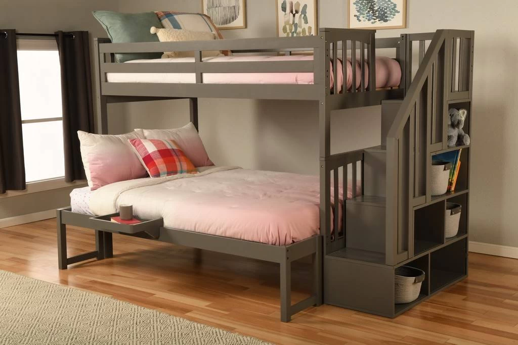 Kelcie Twin - Full Bunk Bed Dark Gray+Tray - Kodiak Furniture KFTFKLCGRT9 1 Kelcie Twin - Full Bunk Bed Dark Gray+Tray - Kodiak Furniture KFTFKLCGRT9