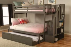 Kelcie Twin - Full Bunk Bed Dark Gray - Trundle Bed - Kodiak Furniture KFTFKLCTGR9