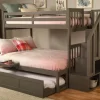 Kelcie Twin - Full Bunk Bed Dark Gray - Trundle Bed+Tray - Kodiak Furniture KFTFKLCTGRT10