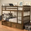 Claire Twin/Twin Bunk Bed And Storage Drawers Rustic Walnut + Tray - Kodiak Furniture KFTTCLDRWT6