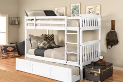 Claire Twin/Twin Bunk Bed With Trundle, White - KFTTCLTWHT5