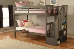 Kelcie Twin - Twin Bunk Bed Dark Gray+Tray - Kodiak Furniture KFTTKLCGRT7