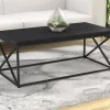 Coffee Table-44"Long/Dark Grey Wood With Black Metal For Living Room - Safdie & Co 81036.Z.74