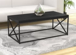Coffee Table-44"Long/Dark Grey Wood With Black Metal For Living Room - Safdie & Co 81036.Z.74