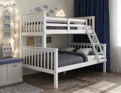 100% Solid Wood Twin Over Full Mission Bunk Bed, White - Palace Imports 4141