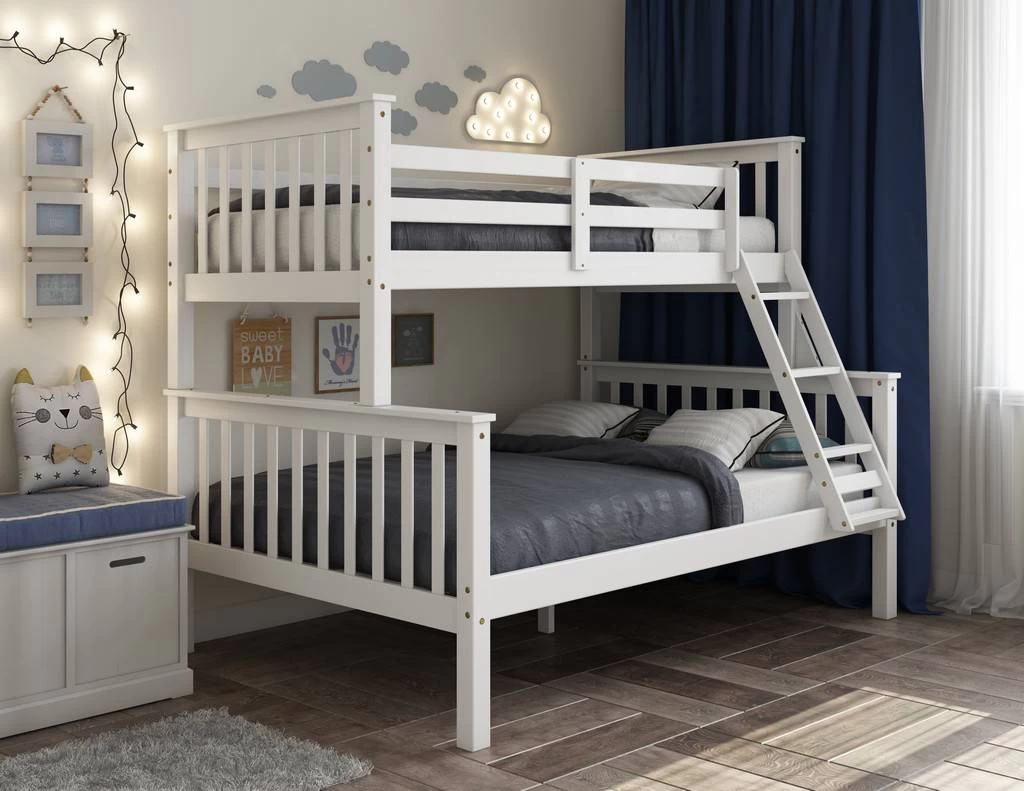 100% Solid Wood Twin Over Full Mission Bunk Bed, White - Palace Imports 4141 1 100% Solid Wood Twin Over Full Mission Bunk Bed, White - Palace Imports 4141