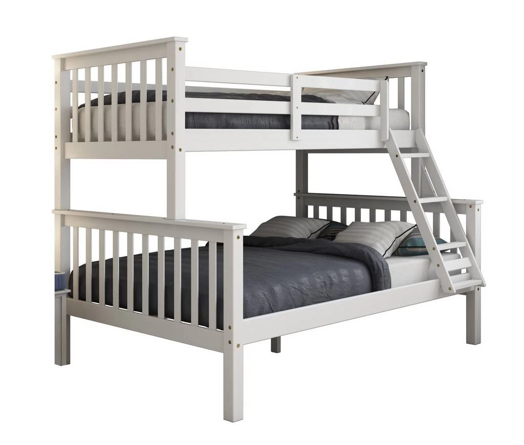 100% Solid Wood Twin Over Full Mission Bunk Bed, White - Palace Imports 4141 2 100% Solid Wood Twin Over Full Mission Bunk Bed, White - Palace Imports 4141 - Image 2