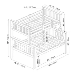 100% Solid Wood Twin Over Full Mission Bunk Bed, White - Palace Imports 4141 8 100% Solid Wood Twin Over Full Mission Bunk Bed, White - Palace Imports 4141 -Home Haven Deals 361 4141 4