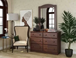 100% Solid Wood Double Dresser, Mocha - Palace Imports 5403