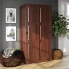 100% Solid Wood 2-Sliding Door Wardrobe, Mocha - Palace Imports 5663