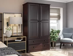 100% Solid Wood Smart Wardrobe, Java - Palace Imports 5926
