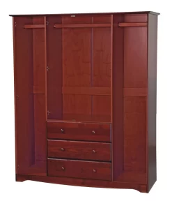 100% Solid Wood Family Wardrobe, Mahogany. No Shelves Included - Palace Imports 5962 -Home Haven Deals 361 5962 3