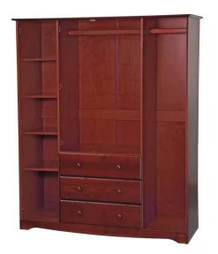 100% Solid Wood Family Wardrobe, Mahogany. No Shelves Included - Palace Imports 5962 -Home Haven Deals 361 5962 4