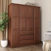 100% Solid Wood Family Wardrobe, Mocha. No Shelves Included - Palace Imports 5963