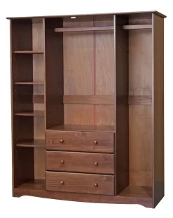 100% Solid Wood Family Wardrobe, Mocha. No Shelves Included - Palace Imports 5963 -Home Haven Deals 361 5963 4