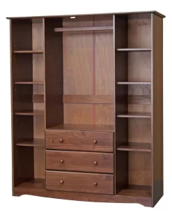 100% Solid Wood Family Wardrobe, Mocha. No Shelves Included - Palace Imports 5963 -Home Haven Deals 361 5963 5