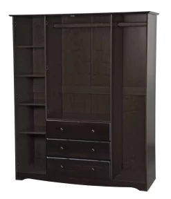 100% Solid Wood Family Wardrobe, Java. No Shelves Included - Palace Imports 5966 -Home Haven Deals 361 5966 3
