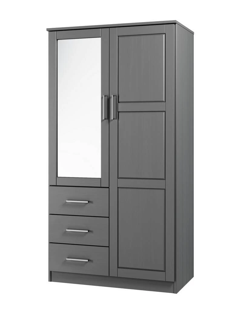 100% Solid Wood Metro Wardrobe With Mirrored Door, Gray - Palace Imports 7105 2 100% Solid Wood Metro Wardrobe With Mirrored Door, Gray - Palace Imports 7105 - Image 2