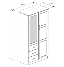 100% Solid Wood Metro Wardrobe With Mirrored Door, Gray - Palace Imports 7105 6 100% Solid Wood Metro Wardrobe With Mirrored Door, Gray - Palace Imports 7105 -Home Haven Deals 361 7105 3