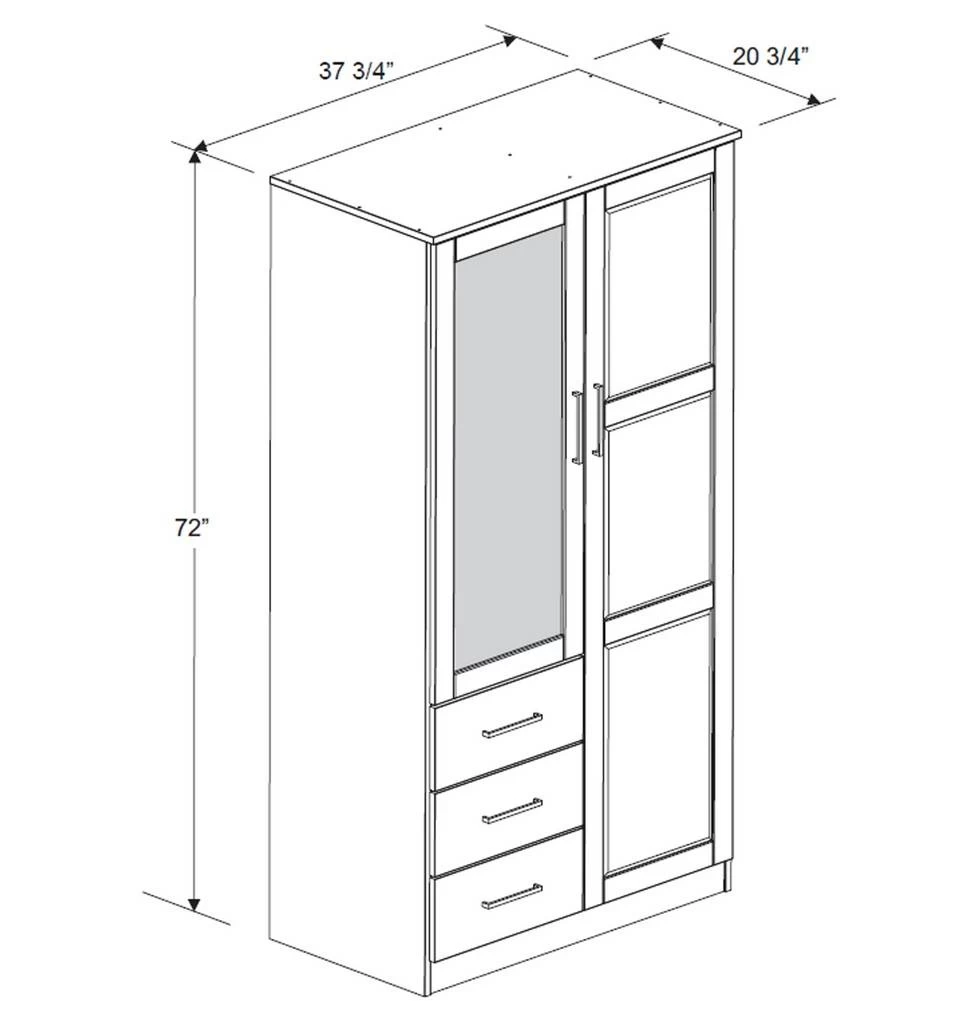 100% Solid Wood Metro Wardrobe With Mirrored Door, Gray - Palace Imports 7105 3 100% Solid Wood Metro Wardrobe With Mirrored Door, Gray - Palace Imports 7105 - Image 3