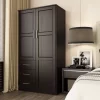 100% Solid Wood Metro 2-Door Wardrobe With Raised Panel Doors, Java - Palace Imports 7106D