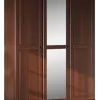 100% Solid Wood Kyle 3-Door Wardrobe With Mirrored Door, Mocha - Palace Imports 8103M