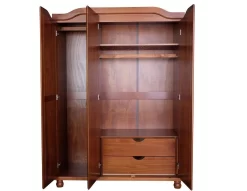 100% Solid Wood Kyle 3-Door Wardrobe With Mirrored Door, Mocha - Palace Imports 8103M -Home Haven Deals 361 8103m 4