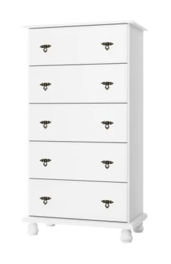 100% Solid Wood Kyle 5-Jumbo Drawer Chest, White - Palace Imports 8311