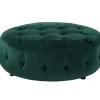 Jasper Small Round Ottoman In Green Velvet - Shatana Home Z-JASPER-SMALL RND OTT GRN