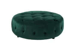 Jasper Small Round Ottoman In Green Velvet - Shatana Home Z-JASPER-SMALL RND OTT GRN