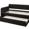 Aden Twin Size Upholstered Daybed With Twin Trundle In Dark Brown - CasePiece USA C50003-031