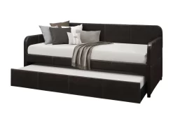 Aden Twin Size Upholstered Daybed With Twin Trundle In Dark Brown - CasePiece USA C50003-031 -Home Haven Deals 375 c50003 031 3