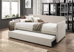 Aden Twin Size Upholstered Daybed With TwinTrundle In Warm Grey - CasePiece USA C50003-041