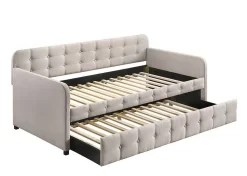 Gina Twin Size Upholstered Daybed With Twin Trundle In Warm Grey - CasePiece USA C50008-031 -Home Haven Deals 375 c50008 031 3