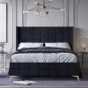 Chelsea Queen Upholstered Button Tufted Panel Bed In Black - CasePiece USA C80100-531