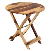 Porter Designs Sheesham Accents Solid Wood Round Foldable End Table, Natural - Porter Designs 07-116-01-0271