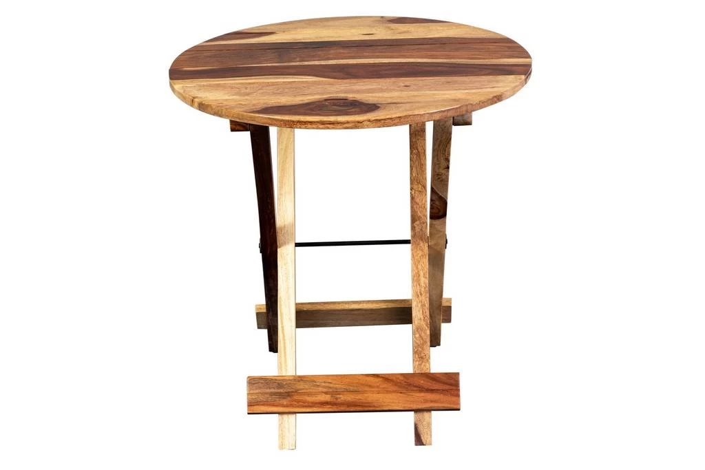 Porter Designs Sheesham Accents Solid Wood Round Foldable End Table, Natural - Porter Designs 07-116-01-0271 2 Porter Designs Sheesham Accents Solid Wood Round Foldable End Table, Natural - Porter Designs 07-116-01-0271 - Image 2