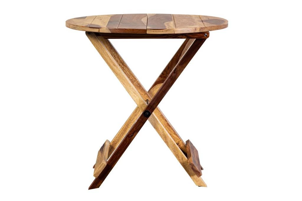 Porter Designs Sheesham Accents Solid Wood Round Foldable End Table, Natural - Porter Designs 07-116-01-0271 4 Porter Designs Sheesham Accents Solid Wood Round Foldable End Table, Natural - Porter Designs 07-116-01-0271 - Image 4